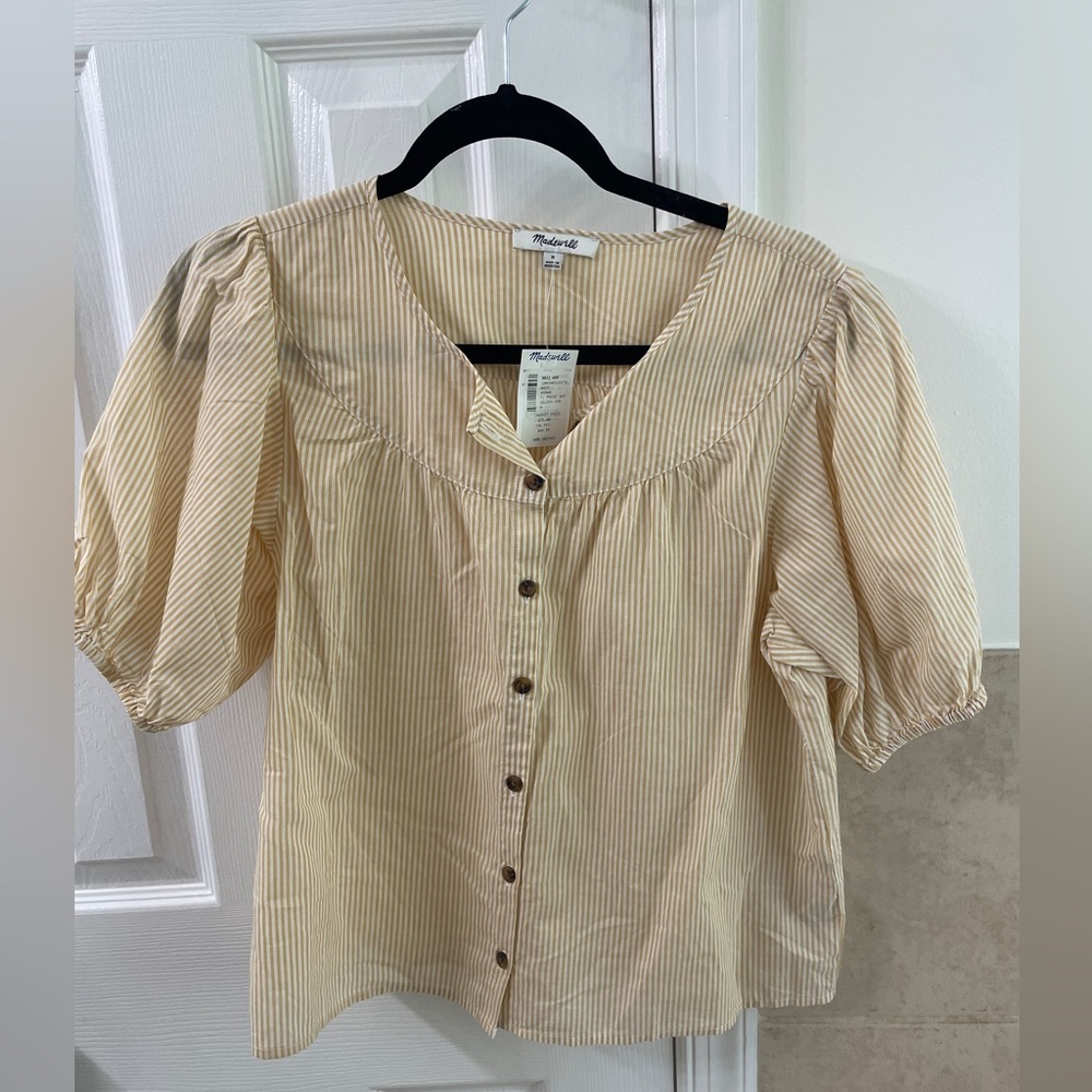 Madewell yellow striped button down blouse